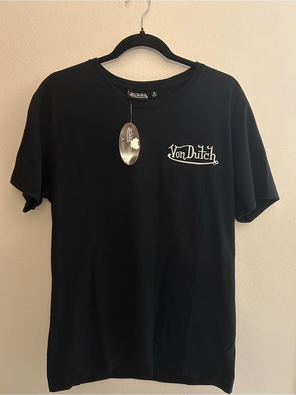 Unisex Von Dutch Black Short-Sleeve Embroidered Logo on Front and Back Tee